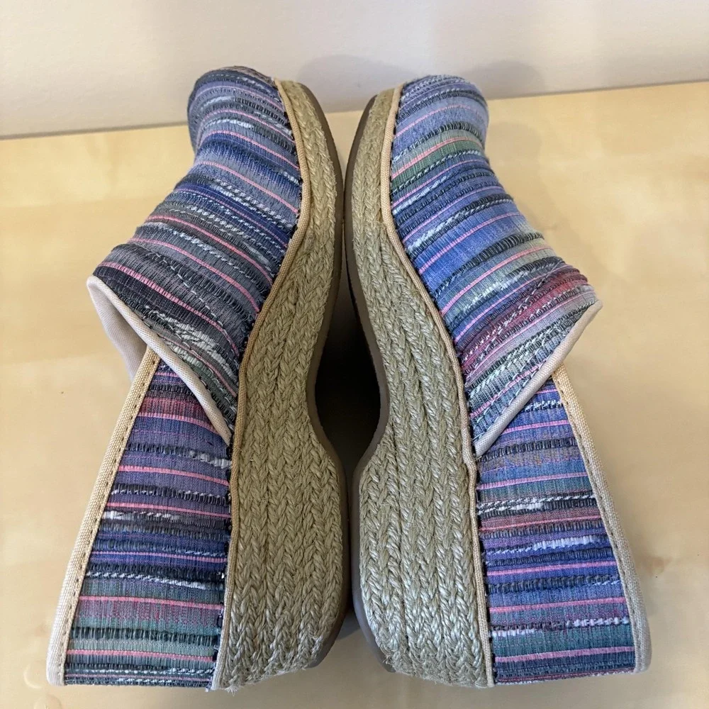 Dansko‎ Shoes Womens Size 39 Multicolor Striped Espadrille Wedge Slip On Comfort